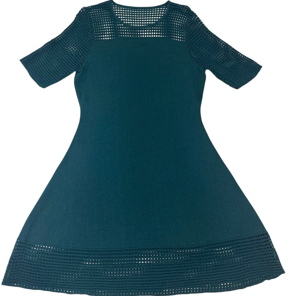 Db Established 1962 Green 3/4 Short Sleeve Knit Fishnet Dress women’s size XL